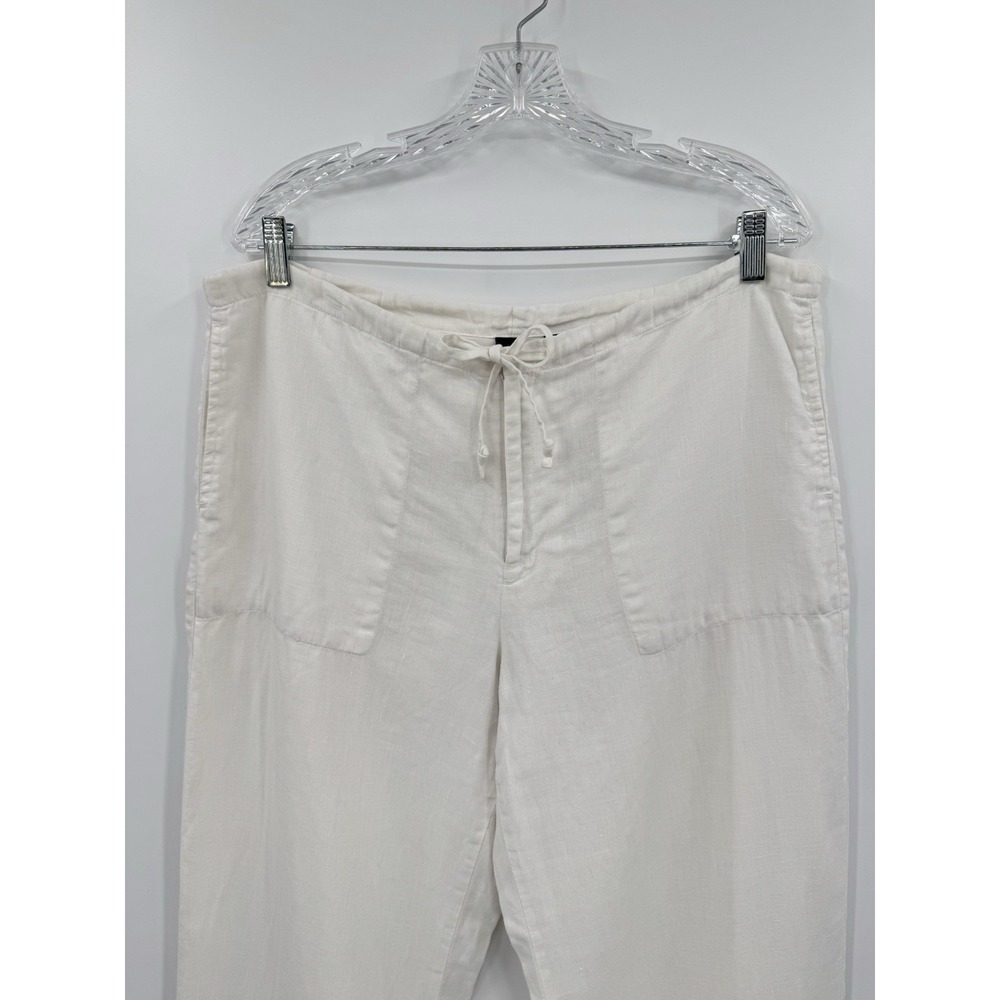 GAP Lined 100% Linen Wide Leg Drawstring Pants Size 12 White Summer Effortless - Picture 4 of 11